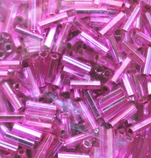 PRECIOSA sklenený rokajl 50g, 7mm  valčeky ružové transparentné  RT č.17