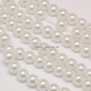 Environmental voskované sklenené perly, 40ks, 6mm, biele 